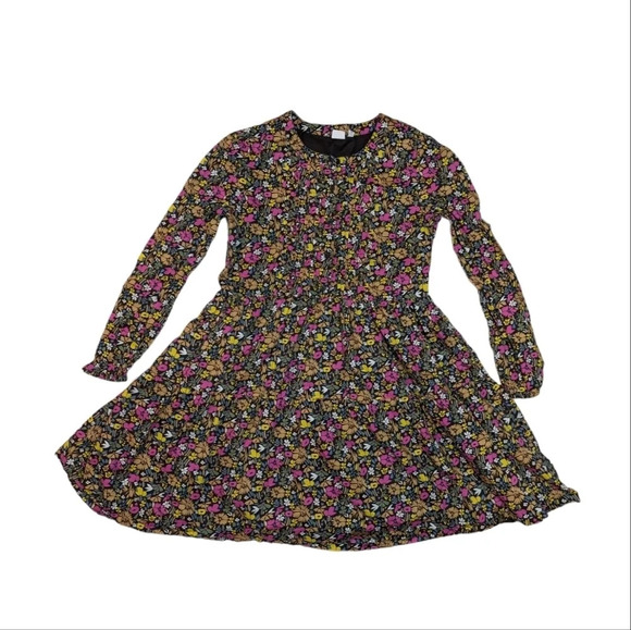 GAP Kids Cotton Brown Ditsy  Floral Tiered Dress Girls XL 12-13 - Picture 2 of 7
